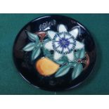 MOORCROFT TUBE LINED FLORAL DECORATED CIRCULAR CERAMIC COASTER,