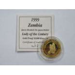 1999 ZAMBIA QUEEN ELIZABETH THE QUEEN MOTHER, LADY OF THE CENTURY, 22ct GOLD 10,