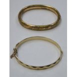 VICTORIAN GOLD (?) SNAP BANGLE AND ONE OTHER