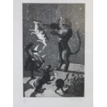 PAULA REGO, FRAMED PENCIL SIGNED LITHOGRAPH- CAT AND THE FIDDLE, No.