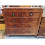 VICTORIAN MAHOGANY TWO OVER THREE CHEST OF DRAWERS