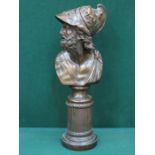 DECORATIVE BRONZE STYLE BUST ON COLUMN FORM SUPPORT,