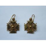 VICTORIAN 15ct GOLD PIERCEWORK DECORATED EARRINGS