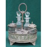 PRETTY SILVER PLATED AND GLASS CRUET SET