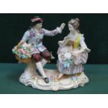 SITZENDORF HANDPAINTED AND GILDED CERAMIC FIGURE GROUP,