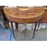 ANTIQUE MAHOGANY INLAID HALF MOON HALL TABLE