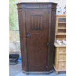 OAK PRIORY STYLE LINEN FOLD FRONTED SINGLE DOOR HALL WARDROBE