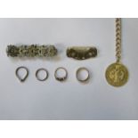 FOUR VARIOUS DRESS RINGS AND OTHER JEWELLERY