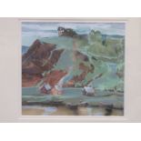 SERGEI ANTONOV, FRAMED WATERCOLOUR DEPICTING A RIVER LANDSCAPE SCENE, APPROXIMATELY 22.5cm x 24.