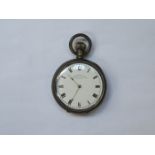 HALLMARKED SILVER FOB WATCH WITH ENAMELLED DIAL,