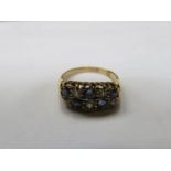 9ct GOLD DRESS RING SET WITH SAPPHIRES AND CLEAR STONES