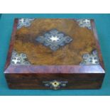 BRASS MOUNTED ANTIQUE ROSEWOOD FITTED JEWELLERY BOX