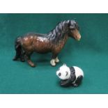 BESWICK GLAZED CERAMIC PANDA CUB NO 1815 & BESWICK GLAZED CERAMIC - SHETLAND PONY NO 1033