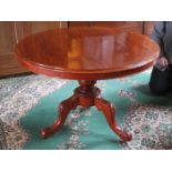 VICTORIAN MAHOGANY CIRCULAR TILT TOP BREAKFAST TABLE ON TRIPOD SUPPORTS