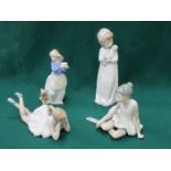 FOUR VARIOUS NAO GLAZED CERAMIC FIGURES INCLUDING TWO BALLET DANCERS