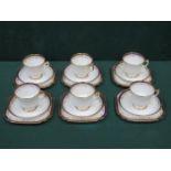 SET OF SIX YE OLD ENGLISH GILDED TEA TRIOS