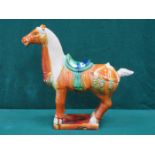 CERAMIC T'ANG DYNASTY STYLE IMPERIAL HORSE,