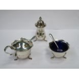 ADIE BROTHERS HALLMARKED SILVER THREE PIECE CRUET SET,