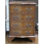 REPRODUCTION MAHOGANY SERPENTINE FRONTED CHEST OF FOUR DRAWERS