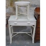 PAINTED BENTWOOD AND BERGERE DRESSING TABLE WITH STOOL