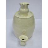 INTERESTING 19th CENTURY CERAMIC BARREL FORM DISPENSER WITH JUG SURMOUNT,