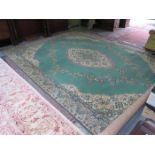 LARGE DECORATIVE GREEN FLORAL FLOOR RUG. APPROX.