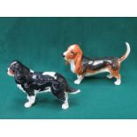 BESWICK GLAZED CERAMIC BASSET HOUND "FOCHNO TRINKET" NO 2045 & BESWICK GLAZED CERAMIC KING CHARLES