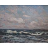 W RUSHTON, FRAMED OIL ON BOARD- BREAKERS, COAST OF SCOTLAND,