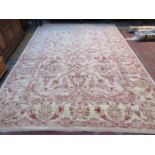 LARGE FLORAL DECORATED CREAM FLOOR RUG,