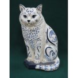 VICTORIAN PAINTED CAST IRON CAT FORM DOOR STOP,