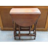 SMALL OAK BARLEY TWIST GATELEG TABLE