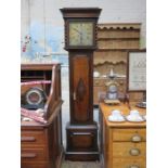 OAK BARLEY TWIST DECORATED LONGCASE CLOCK WITH BRASS DIAL