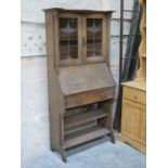 ARTS & CRAFTS STYLE LIGHT OAK BUREAU BOOKCASE