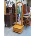 MODERN PINE CHEVAL MIRROR WITH SINGLE DRAWER