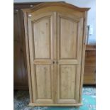 STRIPPED PINE MODERN TWO DOOR WARDROBE