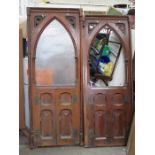 THREE GOTHIC STYLE OAK CHURCH DOORS AND SIMILAR WINDOW ARCHES