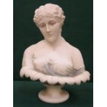 UNGLAZED PARIAN WARE STYLE CLASSICAL FEMALE BUST,