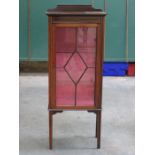 EDWARDIAN MAHOGANY INLAID SINGLE DOOR GLAZED DISPLAY CABINET