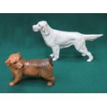 BESWICK GLAZED CERAMIC ENGLISH SETTER "BAYDONE BARONET" NO 973 & BESWICK GLAZED CERAMIC NORFOLK