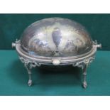 SILVER PLATED DOME SHAPED TUREEN WITH SWING OVER HANDLE