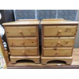 PAIR OF MODERN PINE THREE DRAWER BEDSIDE CHEST