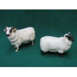 BESWICK GLAZED CERAMIC BLACK FACED RAM NO 3071 AND BESWICK GLAZED CERAMIC BLACK FACED SHEEP NO