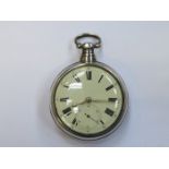 HALLMARKED SILVER PAIR CASED POCKET WATCH WITH ENAMELLED DIAL,