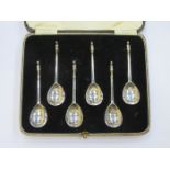 CASED SET OF SIX HALLMARKED SILVER SPOONS,