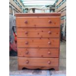 MODERN PINE CHEST OF FIVE DRAWERS