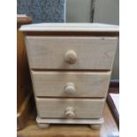 PINE THREE DRAWER BEDSIDE CHEST