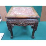 GOOD QUALITY MARBLE TOPPED JAPANESE PIERCEWORK DECORATED PLANT STAND ON CLAW SUPPORTS