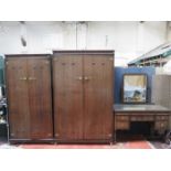 OAK BEDROOM SUITE COMPRISING OF TWO WARDROBES,