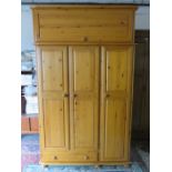 MODERN PINE TRIPLE WARDROBE WITH TOP SECTION