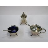 ADIE BROTHERS HALLMARKED SILVER THREE PIECE CRUET SET,